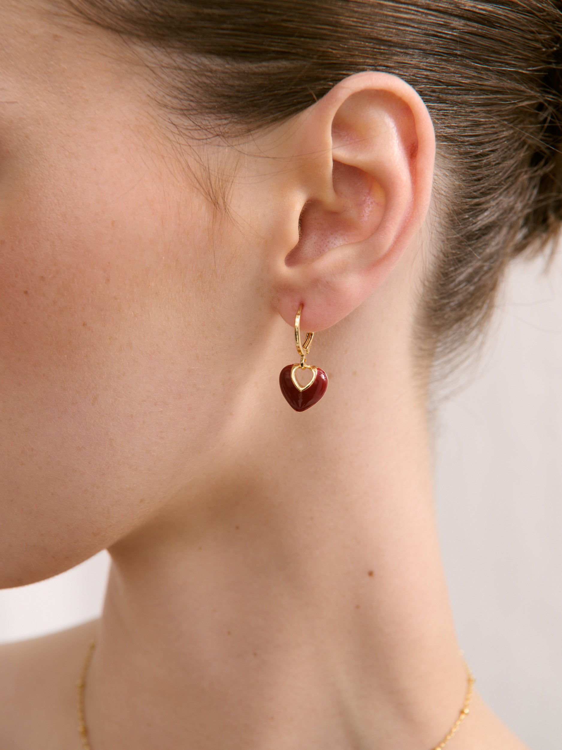 Jules Heart Red 18K Gold Plated Earrings