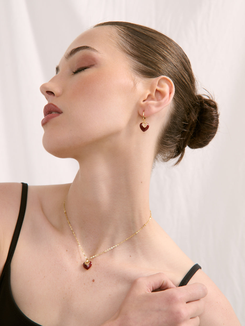 Jules Heart Red 18K Gold Plated Earrings