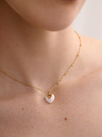 Jules Heart White  Necklace - Gold