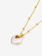 Jules Heart White  Necklace - Gold