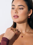 Jules Heart Red 18K Gold Plated Earrings