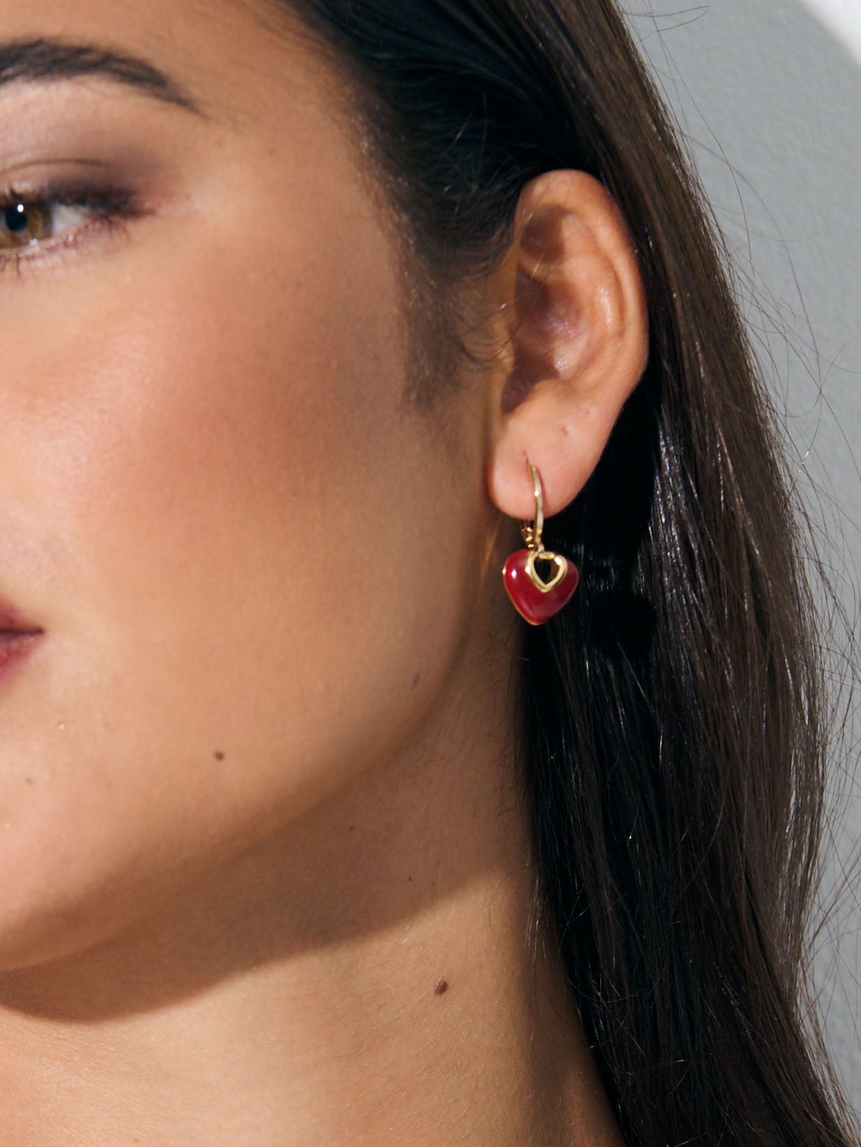 Jules Heart Red 18K Gold Plated Earrings