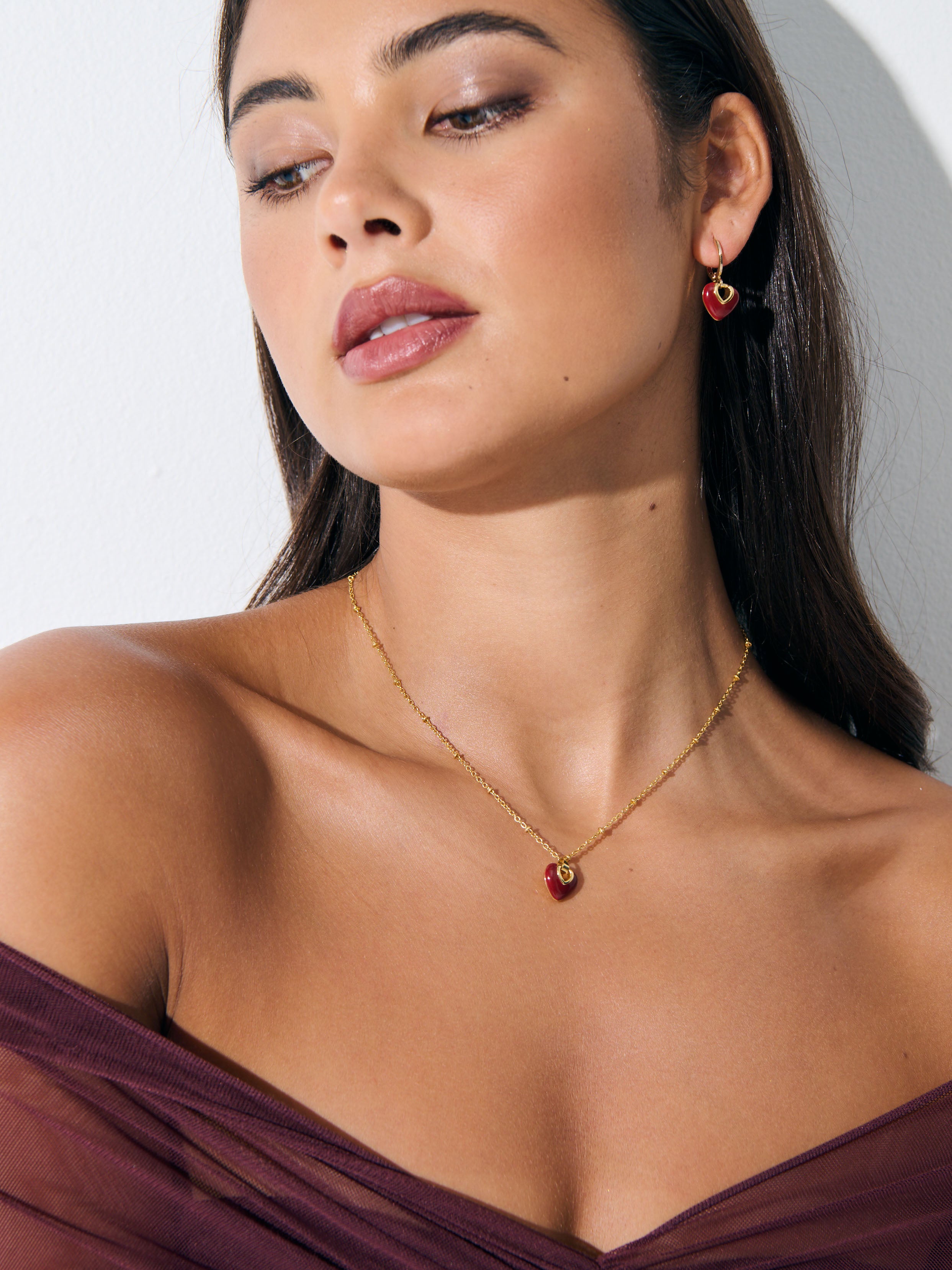 Jules Heart Red Necklace - Gold