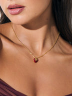 Jules Heart Red Necklace - Gold