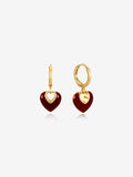 Jules Heart Red 18K Gold Plated Earrings