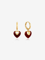 Jules Heart Red 18K Gold Plated Earrings