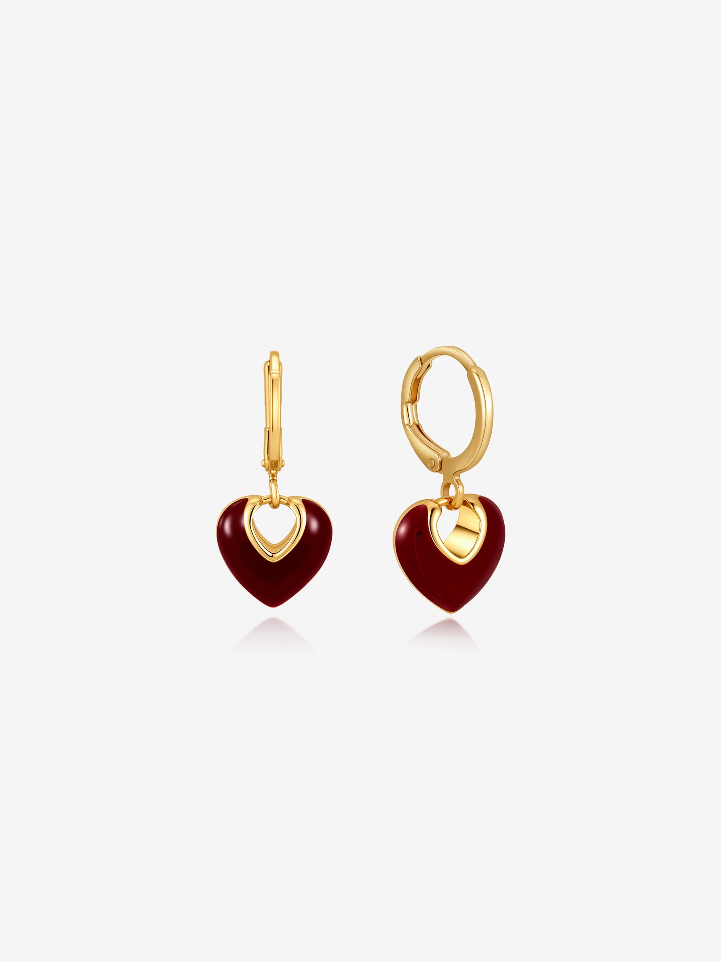 Jules Heart Red 18K Gold Plated Earrings