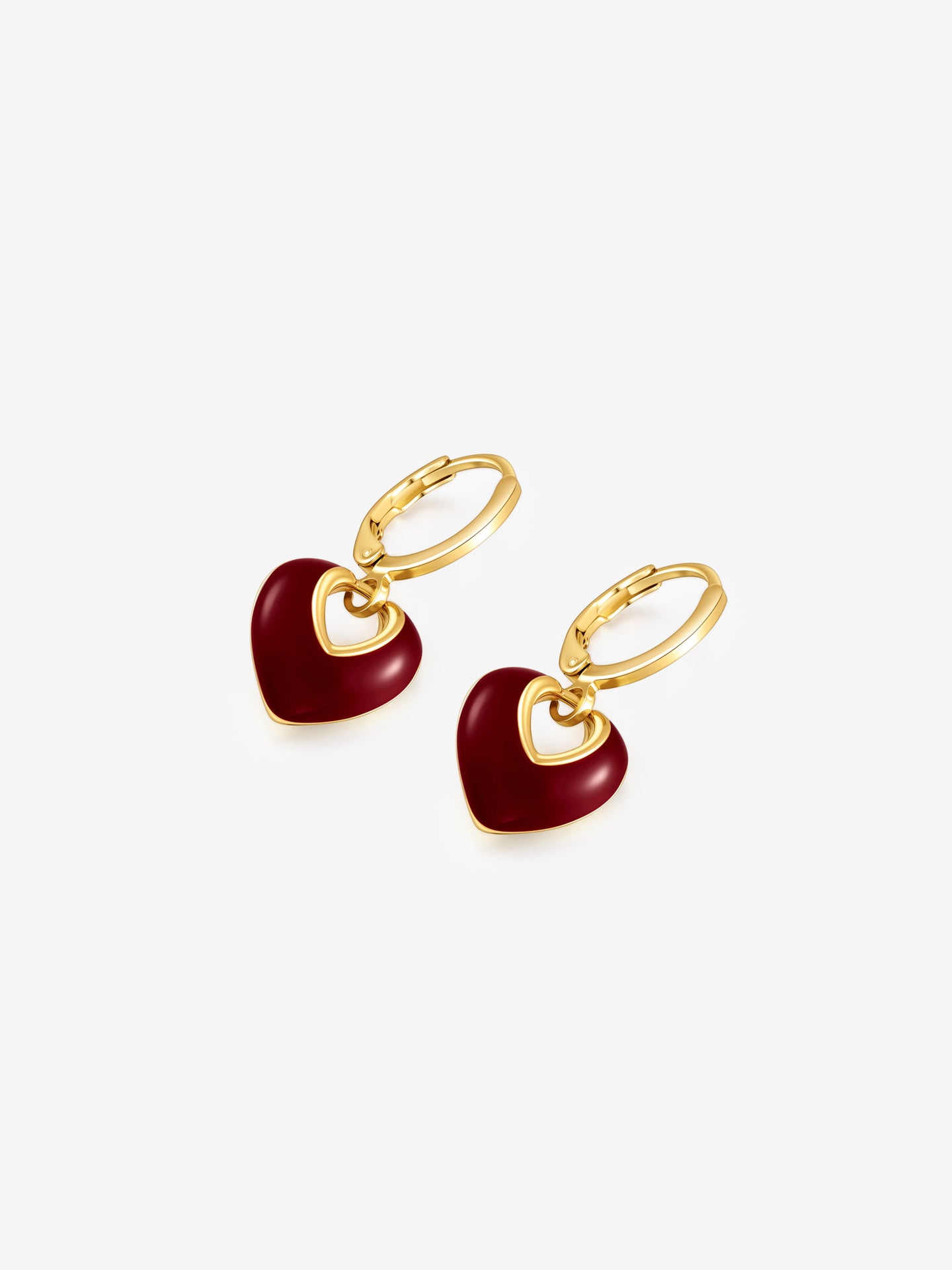 Jules Heart Red 18K Gold Plated Earrings