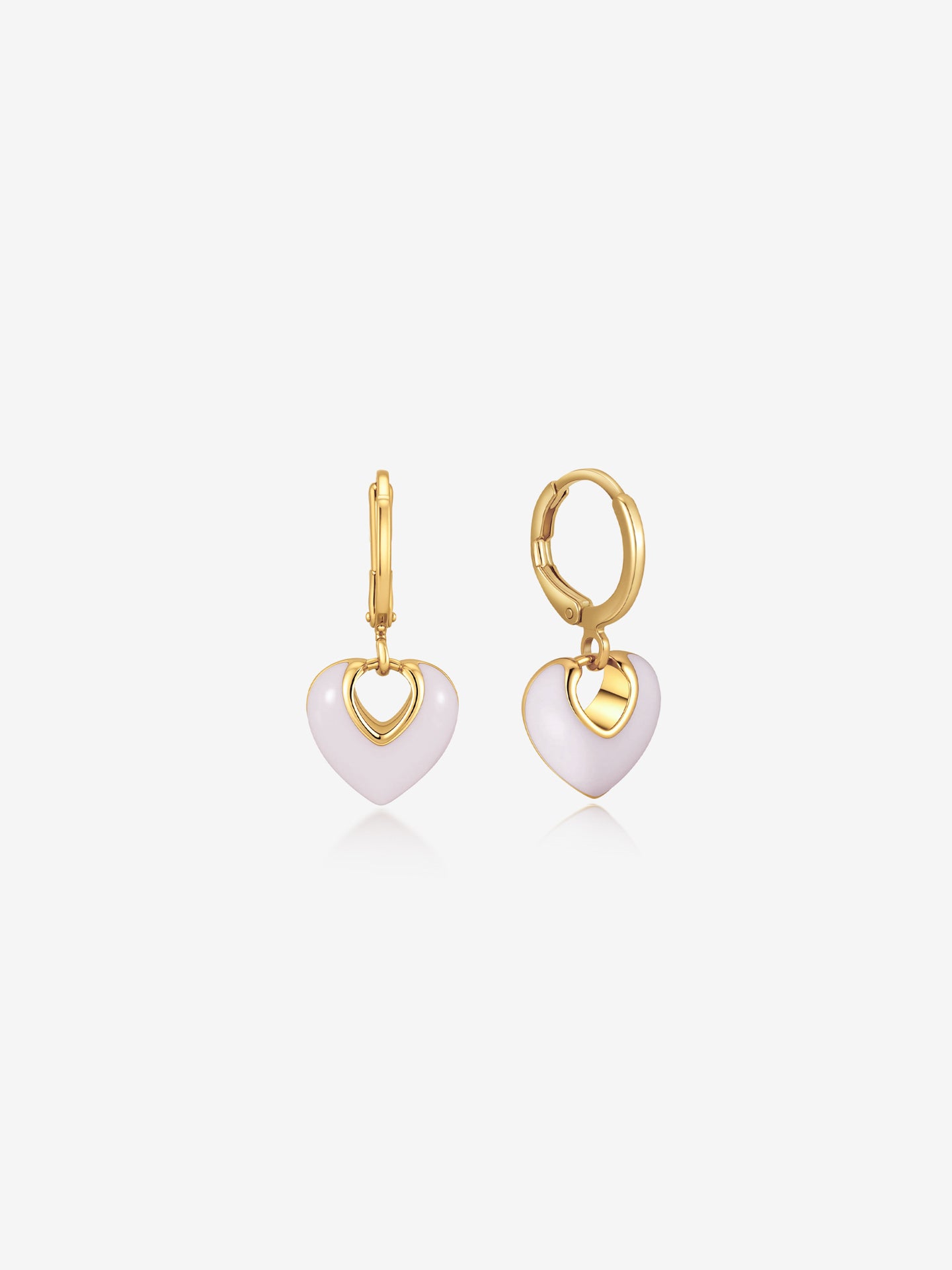 Jules Heart White 18K Gold Plated Earrings