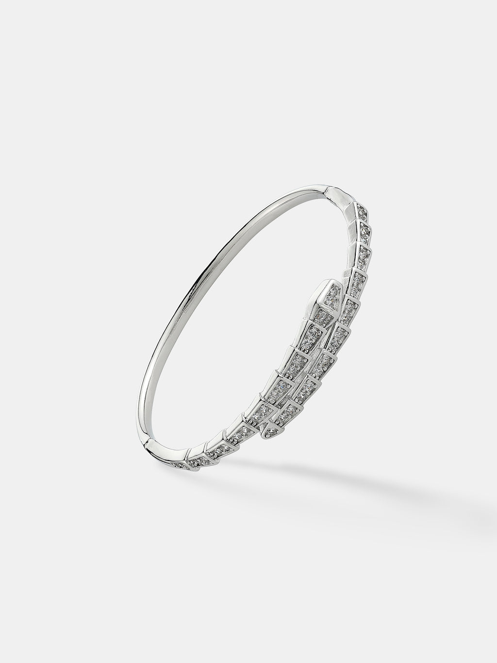 Seren Diamanté Bangle - Sterling Silver Plated