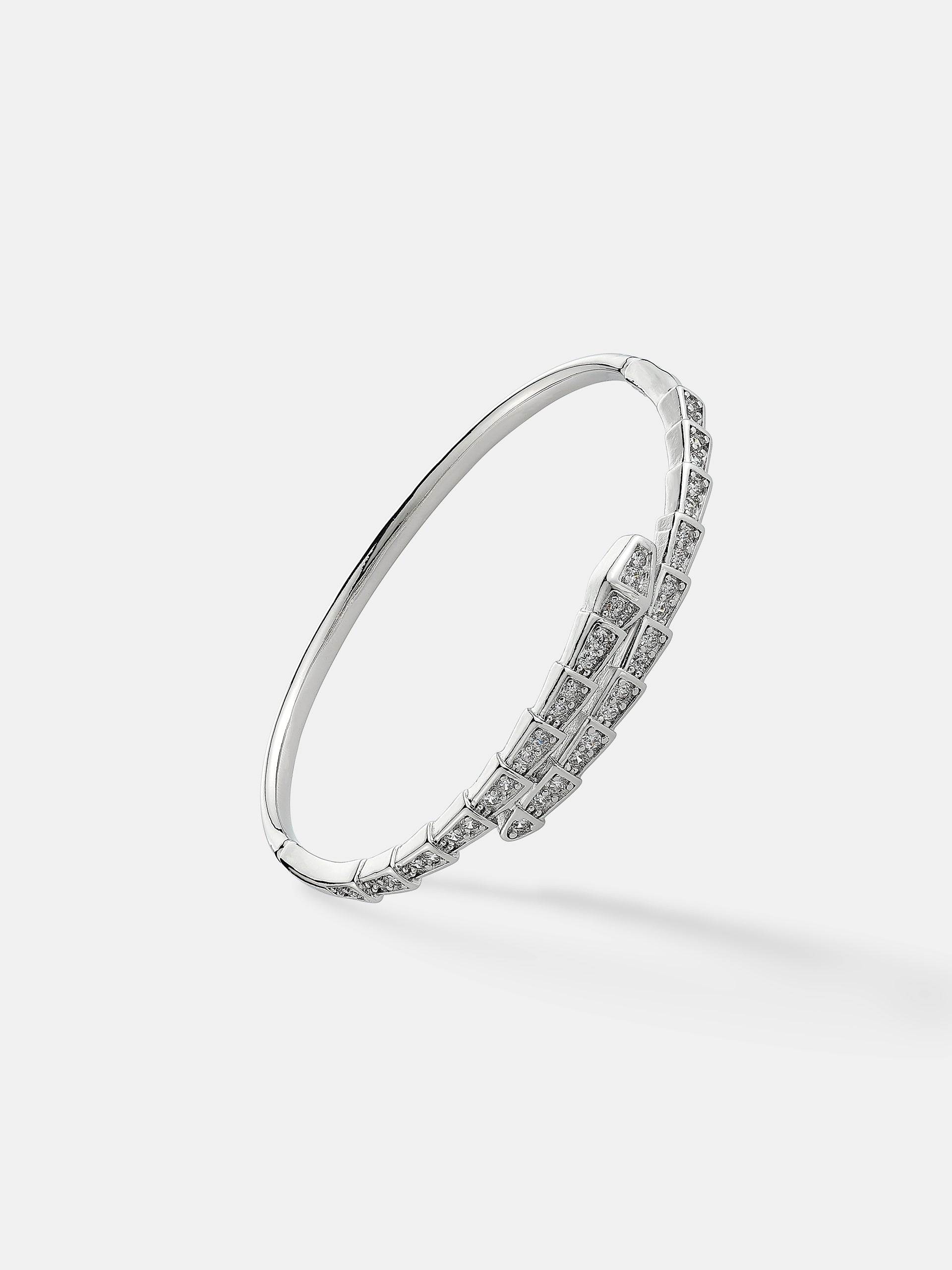 Seren Diamanté Bangle - Sterling Silver Plated