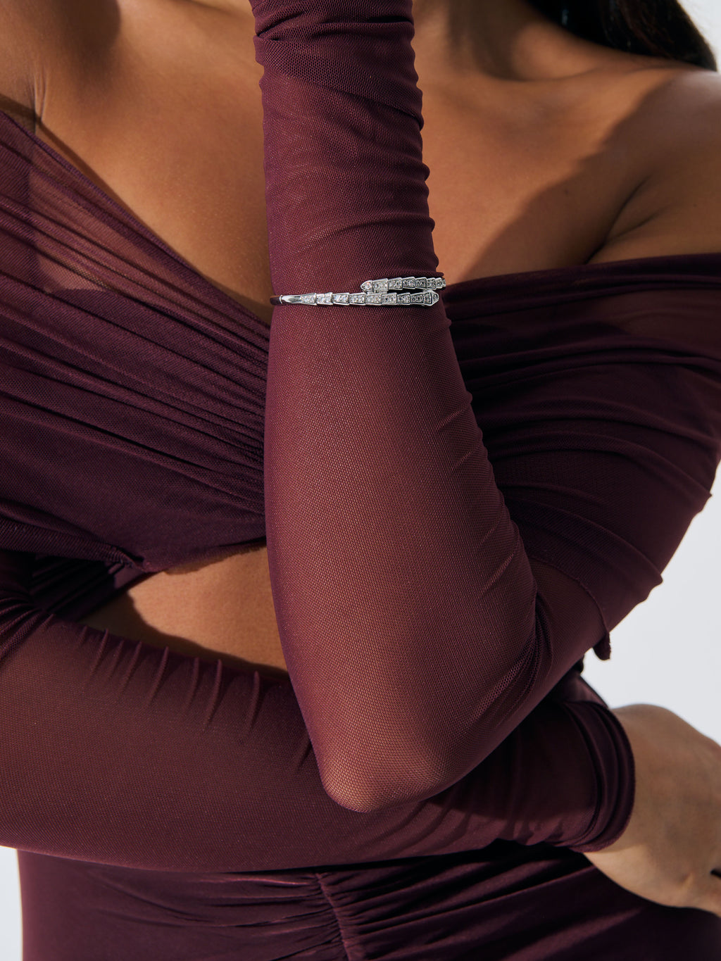 Seren Diamanté Bangle - Sterling Silver Plated
