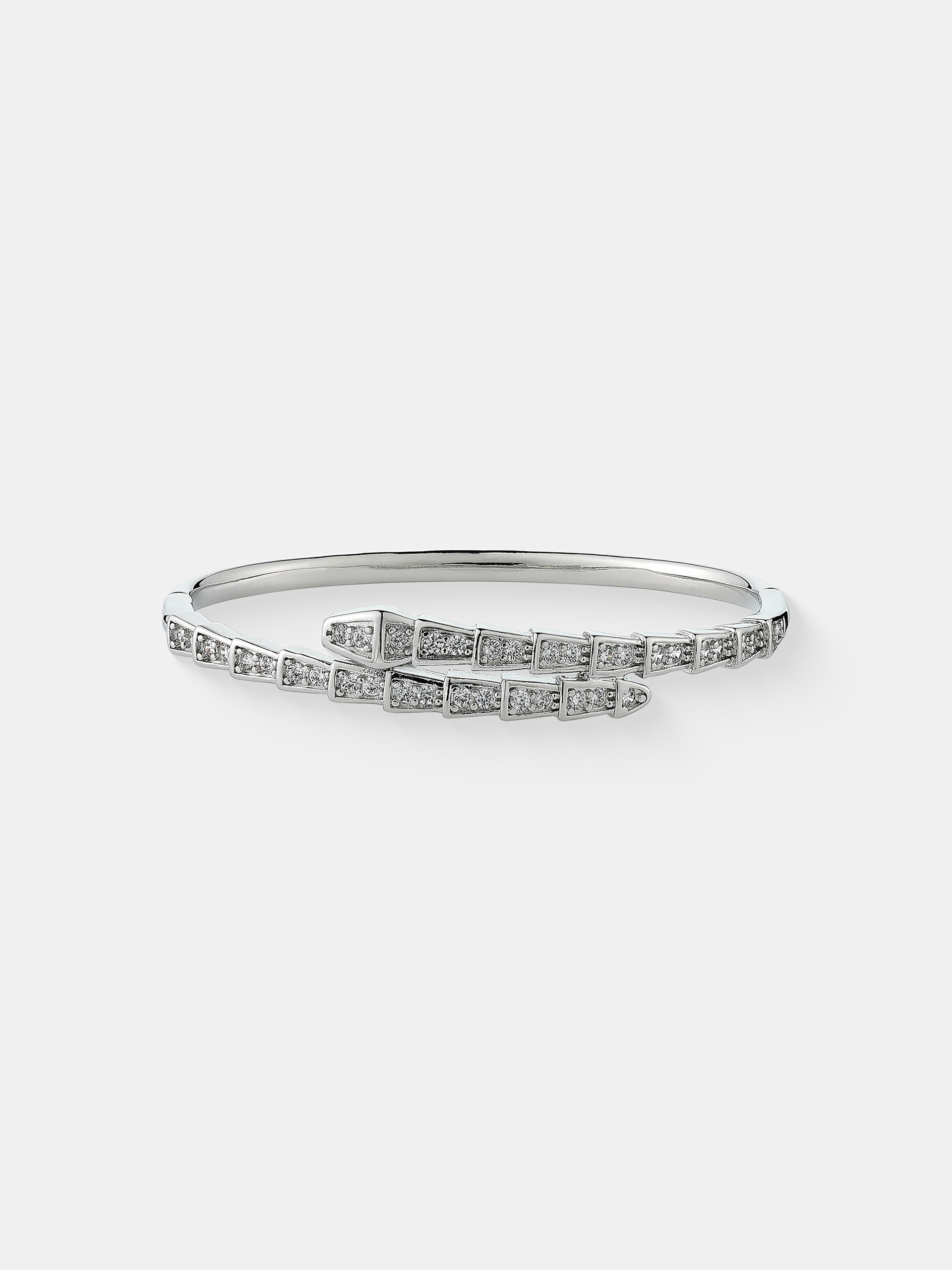 Seren Diamanté Bangle - Sterling Silver Plated