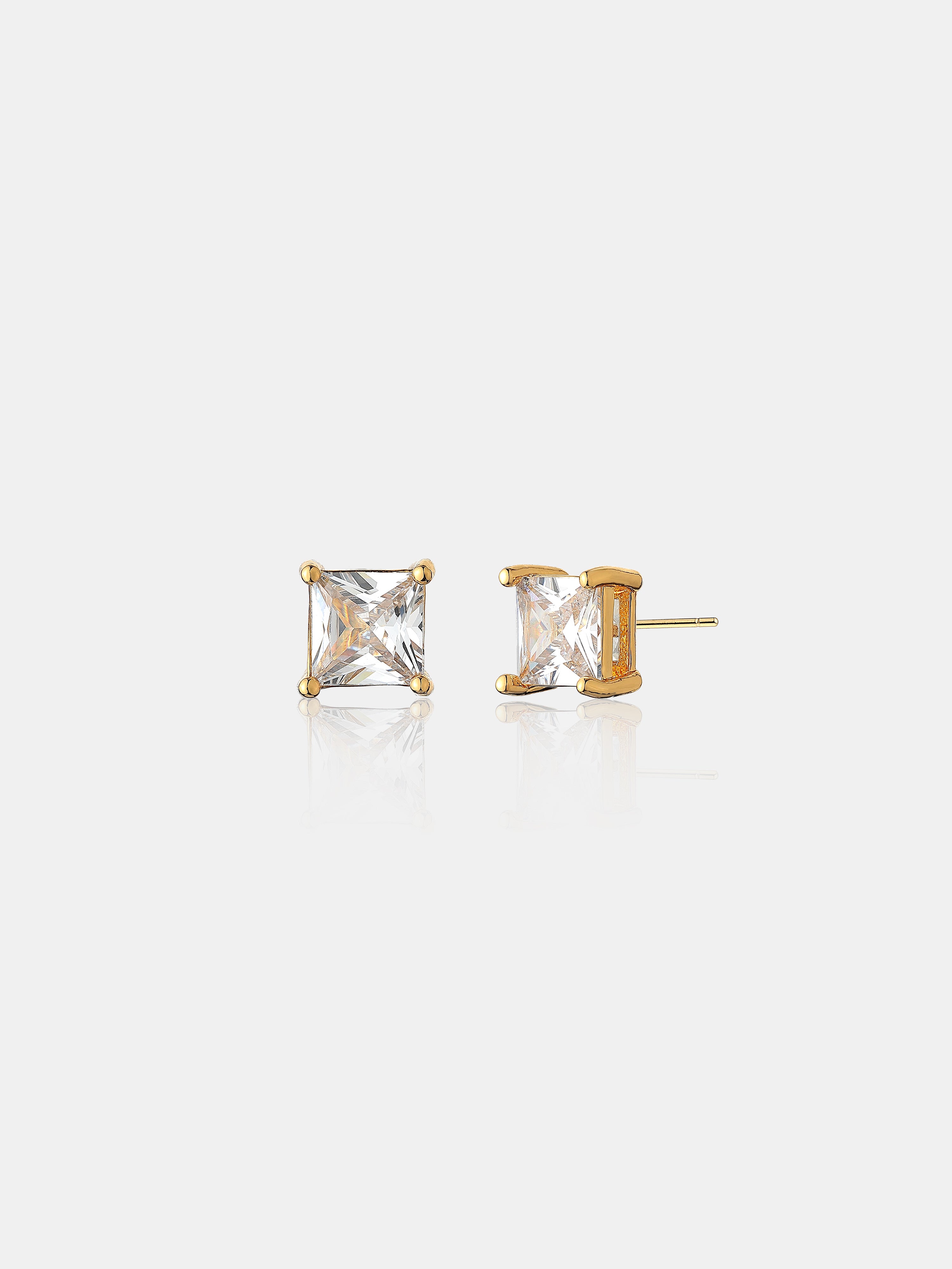 Clara Crystal Stud Earrings - 18K Gold Plated