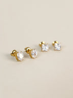 Soleil Oval Crystal Stud Earrings - 18K Gold Plated