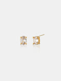 Soleil Oval Crystal Stud Earrings - 18K Gold Plated