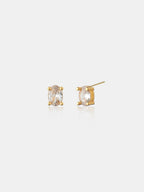 Soleil Oval Crystal Stud Earrings - 18K Gold Plated