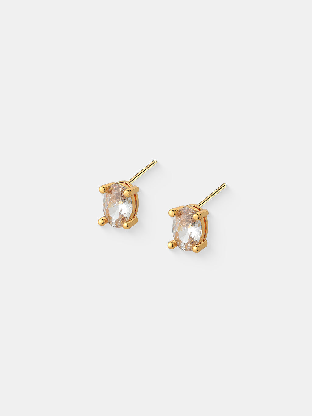 Soleil Oval Crystal Stud Earrings - 18K Gold Plated