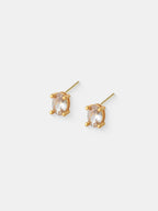 Soleil Oval Crystal Stud Earrings - 18K Gold Plated