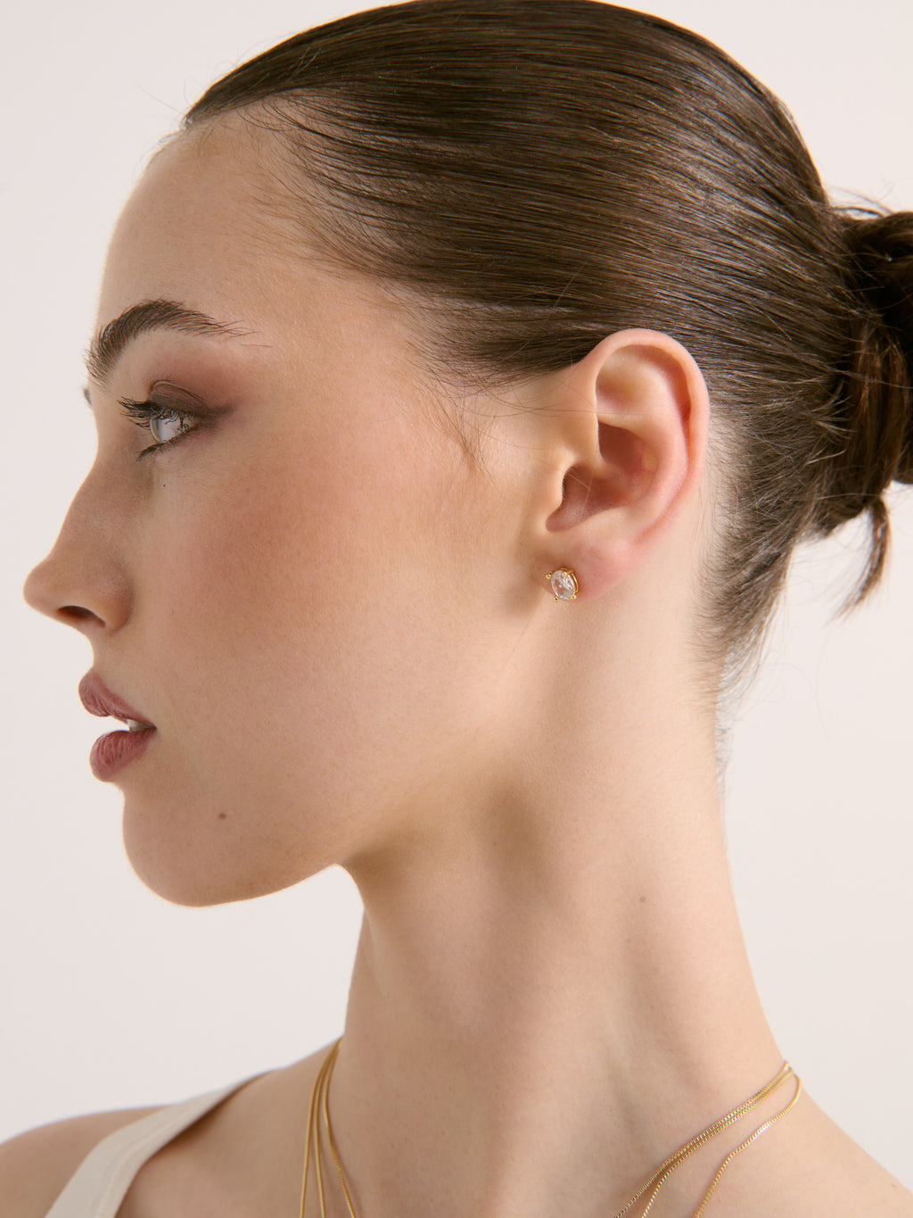 Soleil Oval Crystal Stud Earrings - 18K Gold Plated
