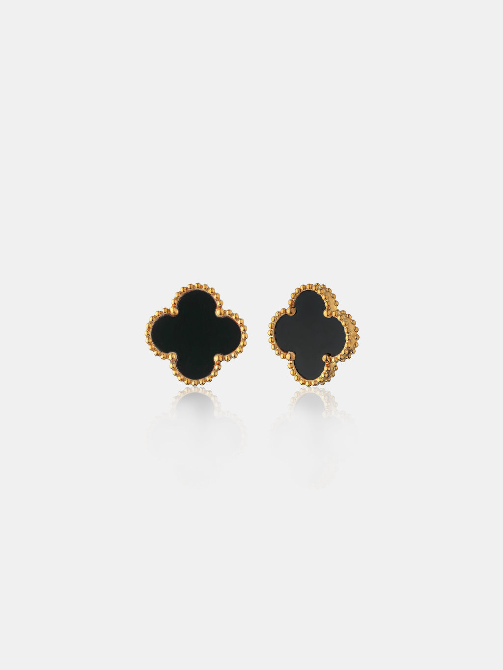 Charlotte Gold Clover Earrings - Black