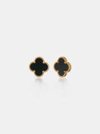 Charlotte Gold Clover Earrings - Black