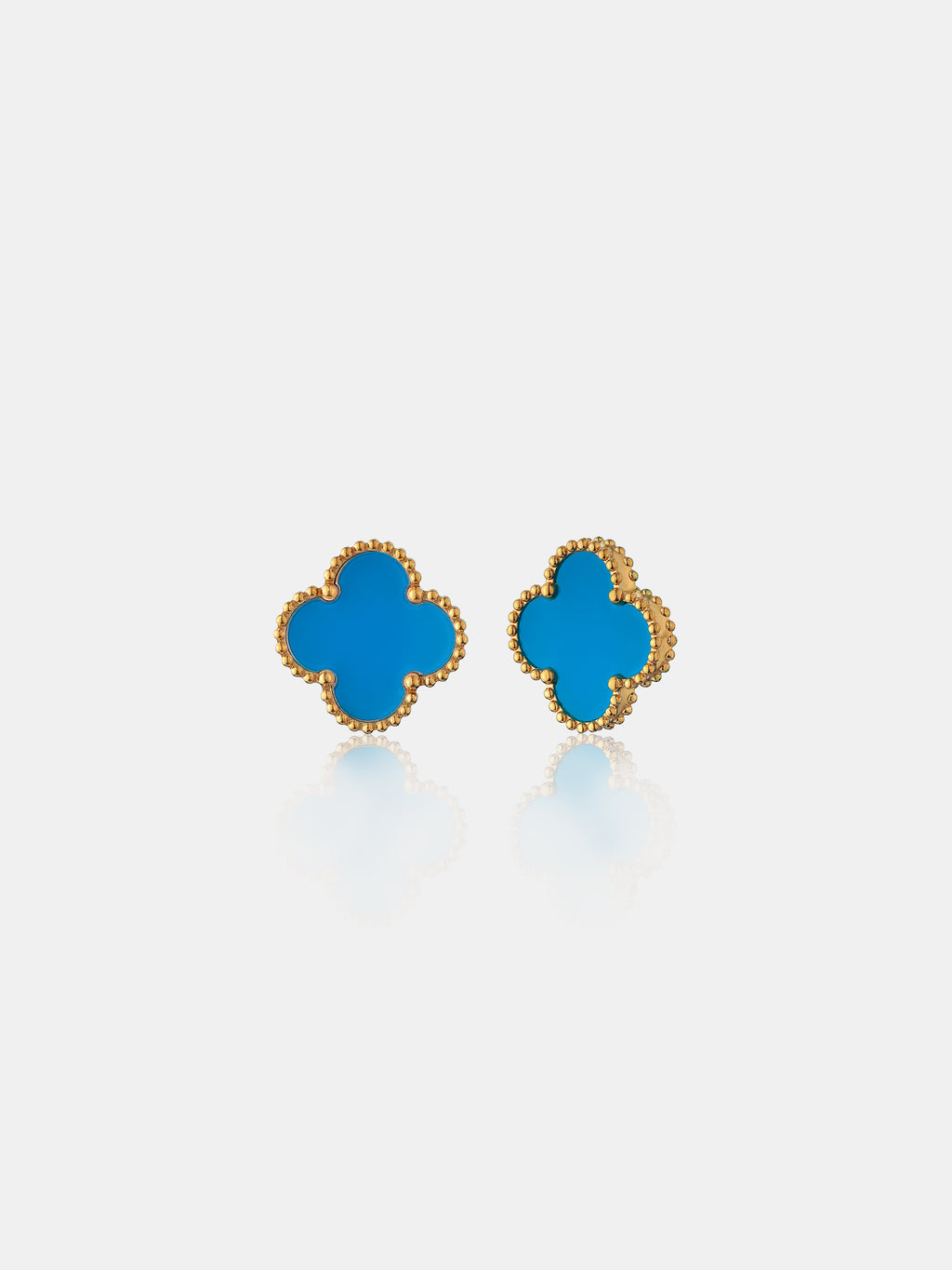 Charlotte Gold Clover Earrings - Blue