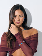 Charlotte Gold Clover Bracelet - Blue