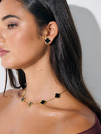 Charlotte Gold Clover Necklace - Black