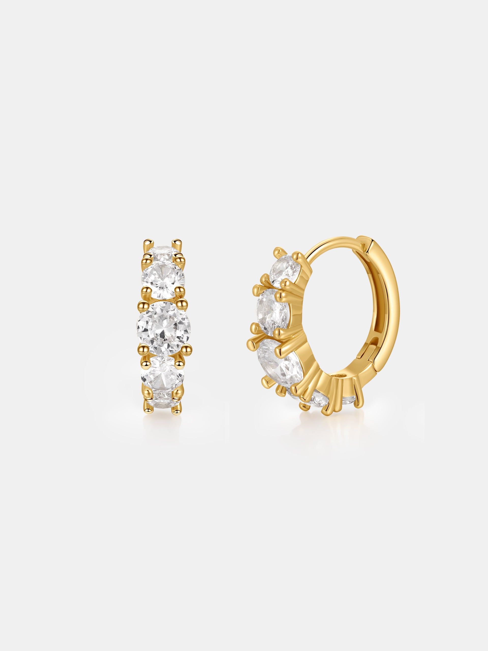 Birch Crystal Huggie Earrings - 18K Gold Plated