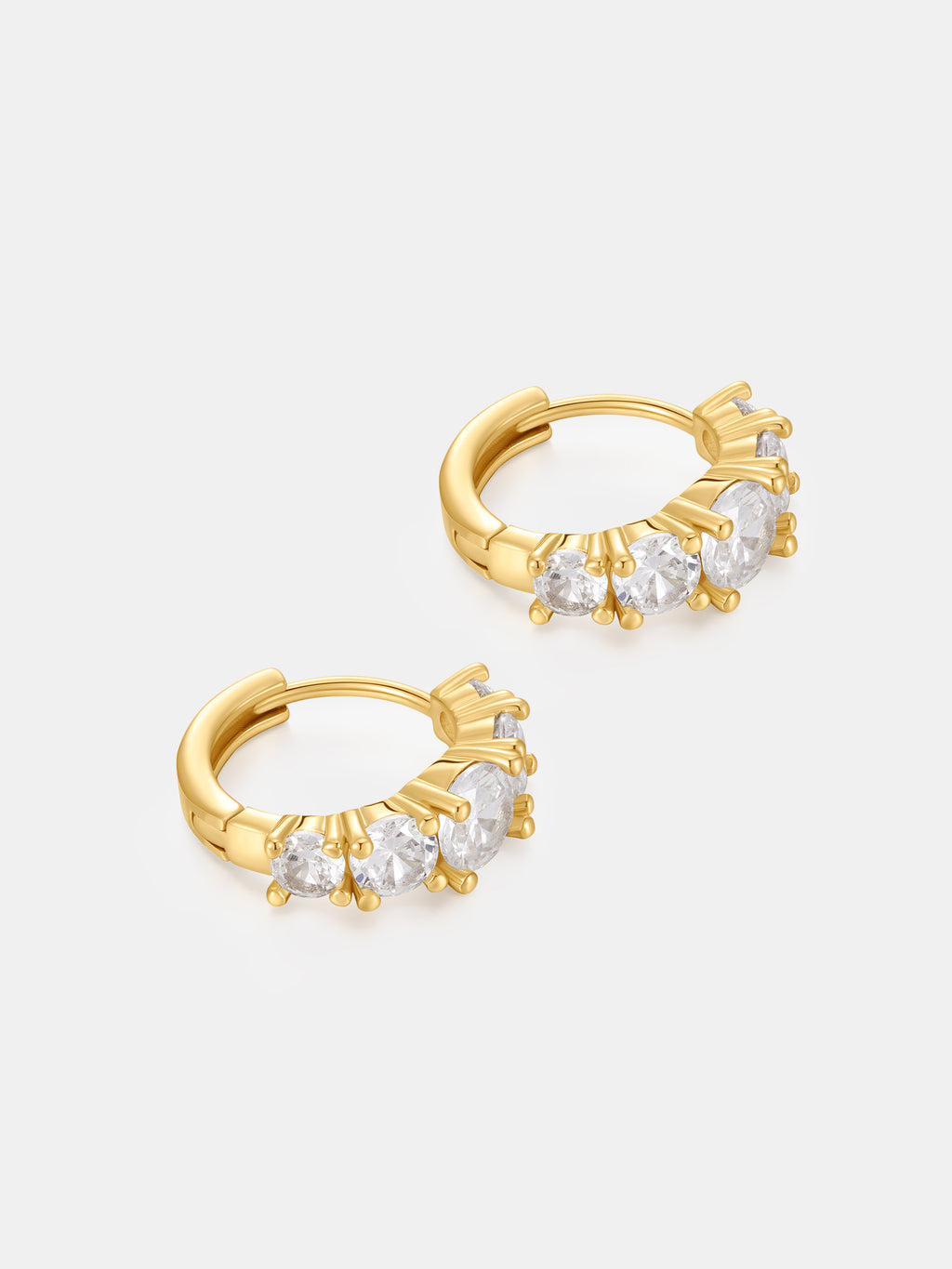 Birch Crystal Huggie Earrings - 18K Gold Plated