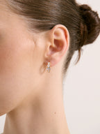 Birch Crystal Huggie Earrings - 18K Gold Plated