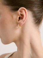 Birch Crystal Huggie Earrings - 18K Gold Plated
