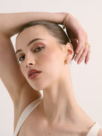 Birch Crystal Huggie Earrings - 18K Gold Plated