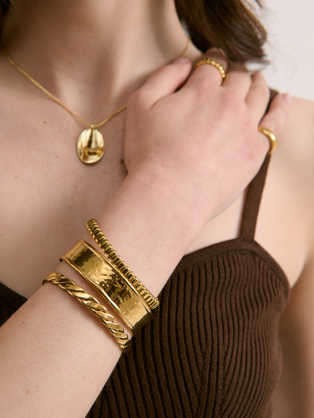 Pebble Cuff Bracelet - 18k Gold Plated