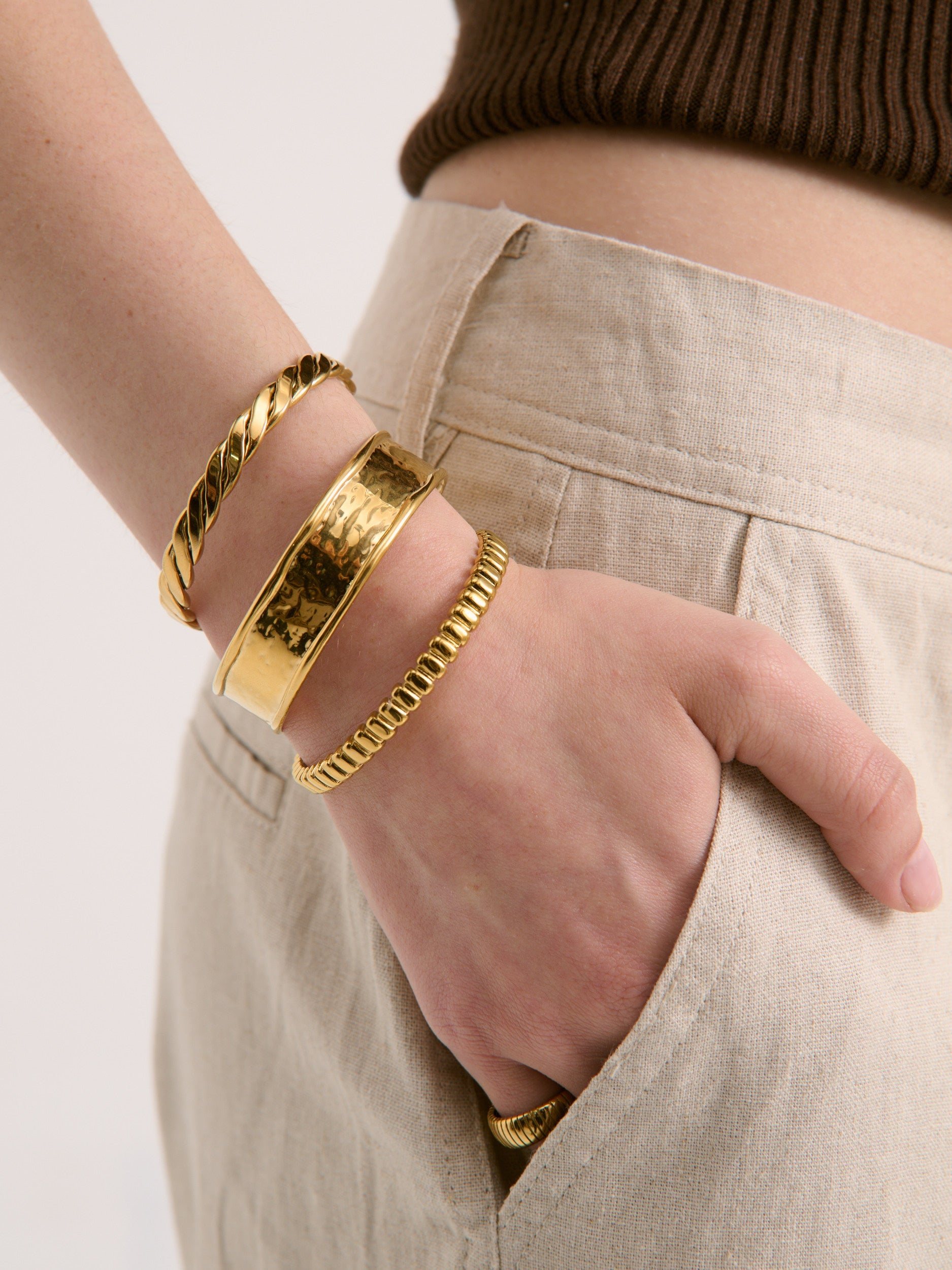 Anchovy Cuff Bracelet - 18k Gold Plated