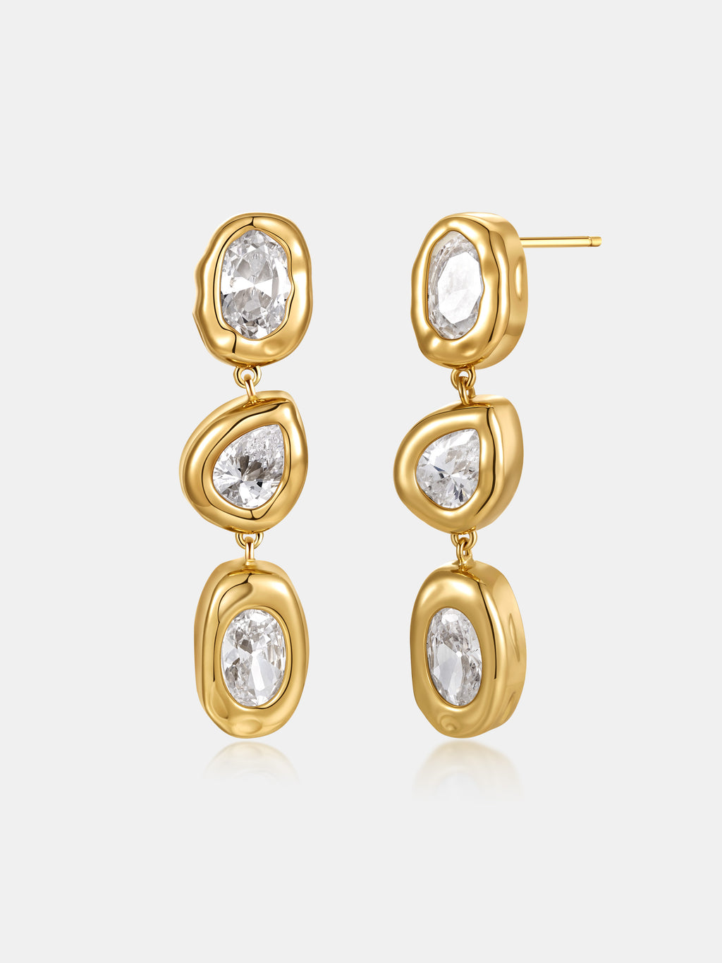 Cascade Crystal Drop Earrings - 18k Gold Plated