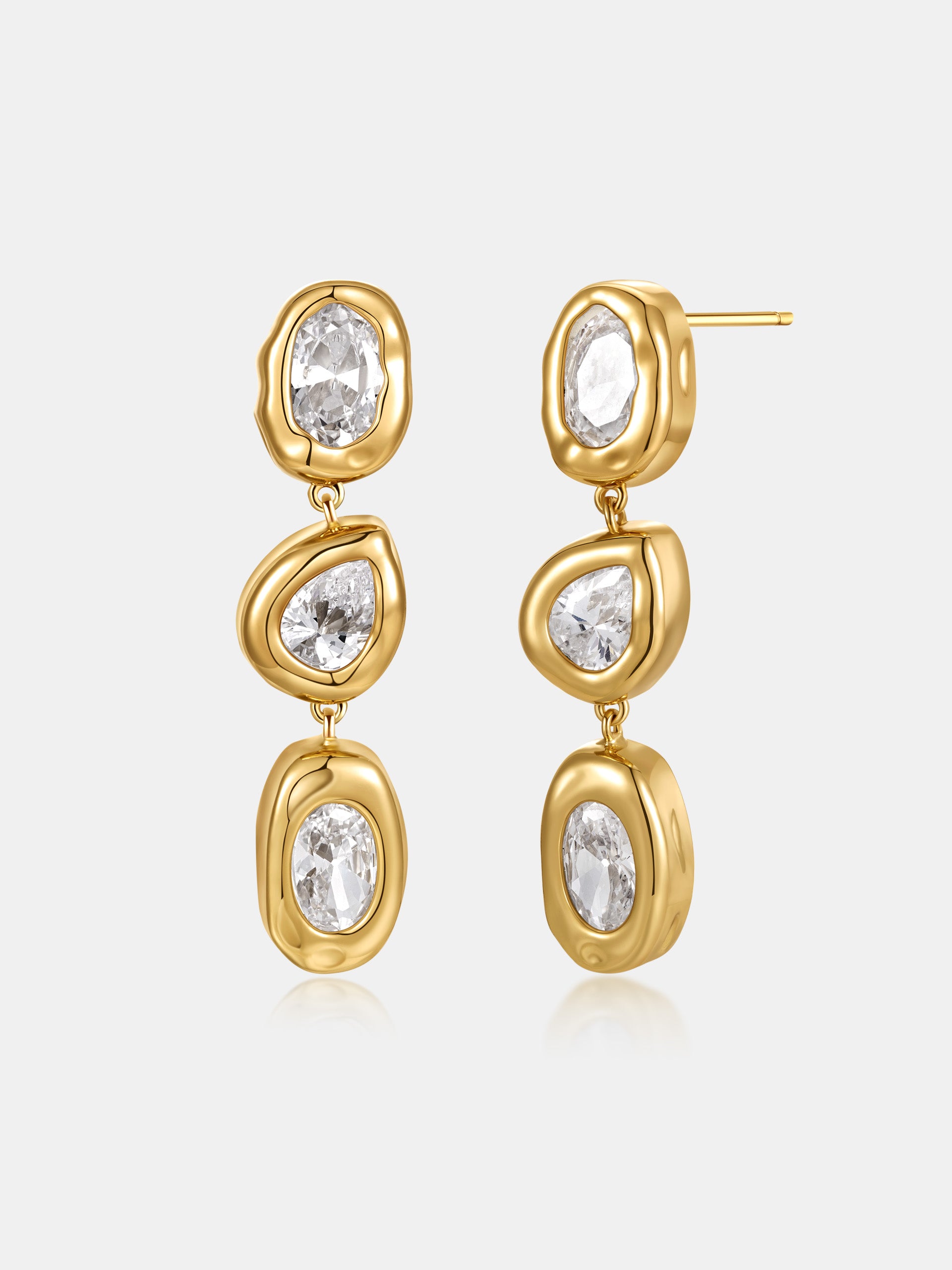 Cascade Crystal Drop Earrings - 18k Gold Plated