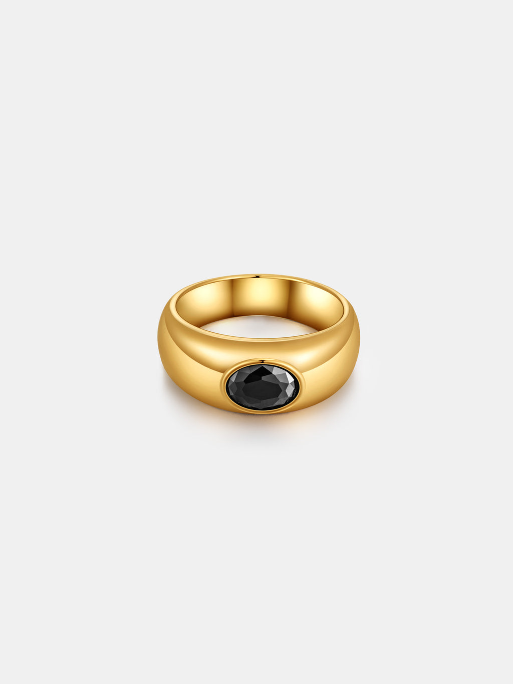 Onyx Signet Ring - Gold Plated