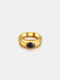 Onyx Signet Ring - Gold Plated
