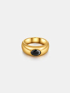 Onyx Signet Ring - Gold Plated