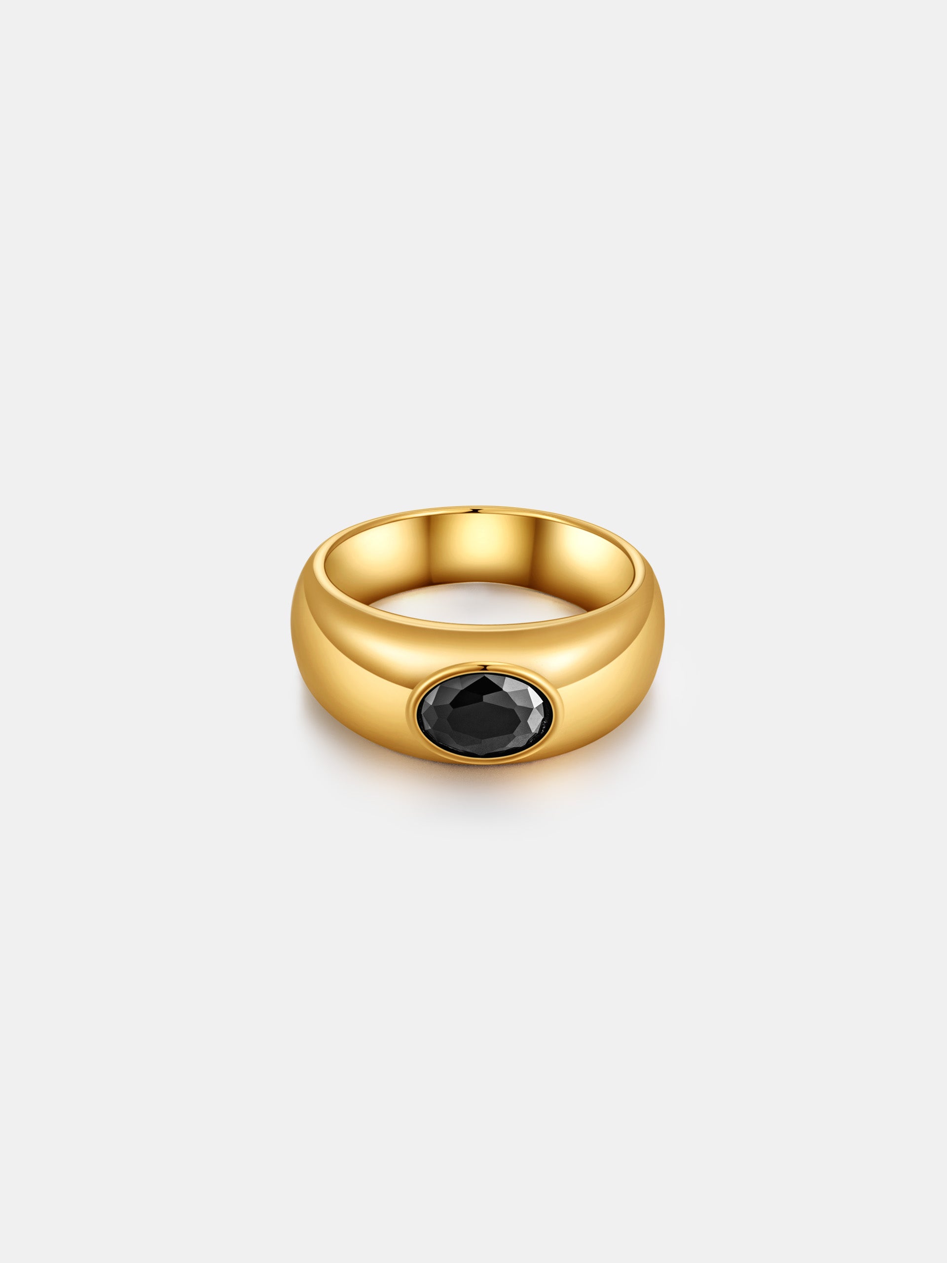 Onyx Signet Ring - Gold Plated