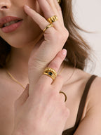 Onyx Signet Ring - Gold Plated