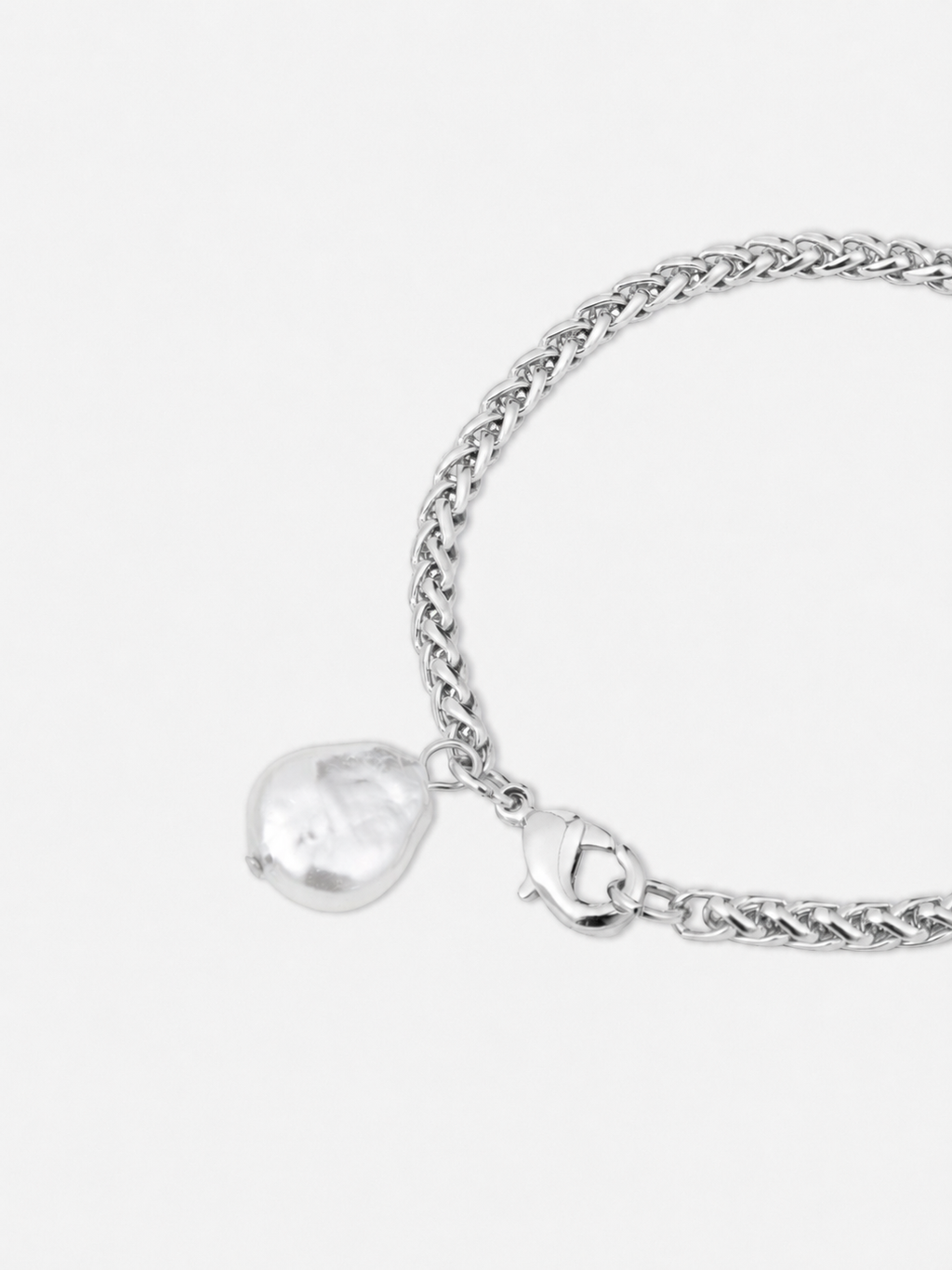 Organic Pearl Pendant Bracelet - Silver