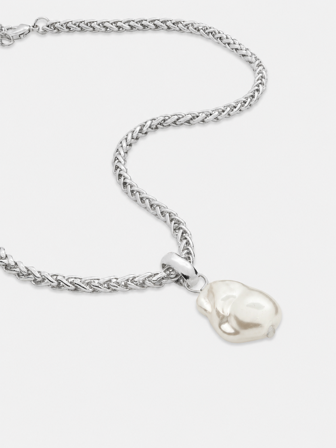 Organic Pearl Pendant Necklace - Silver