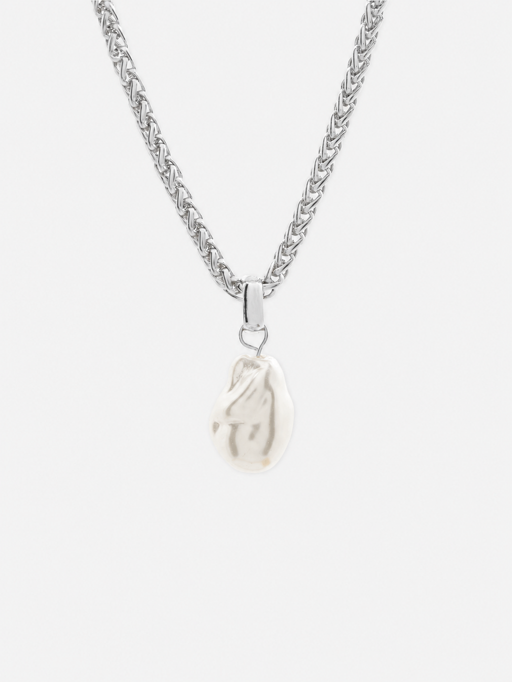 Organic Pearl Pendant Necklace - Silver