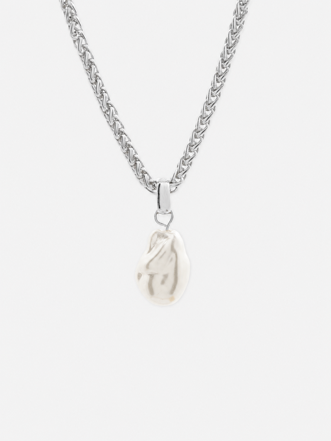 Organic Pearl Pendant Necklace - Silver