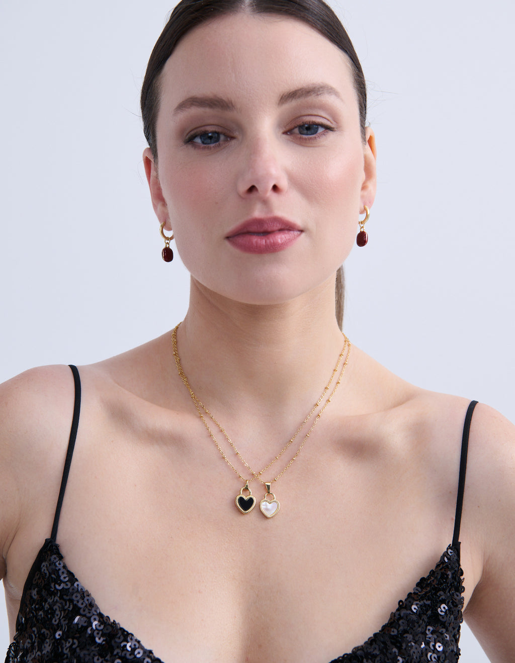 Marla Enamel Drop Earrings - Red