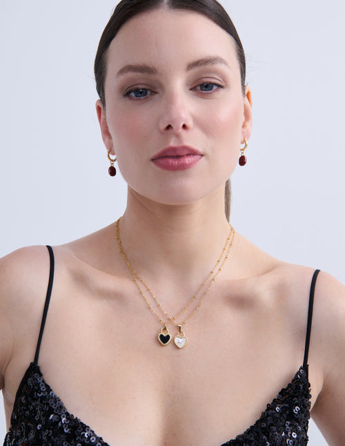 Marla Enamel Drop Earrings - Red