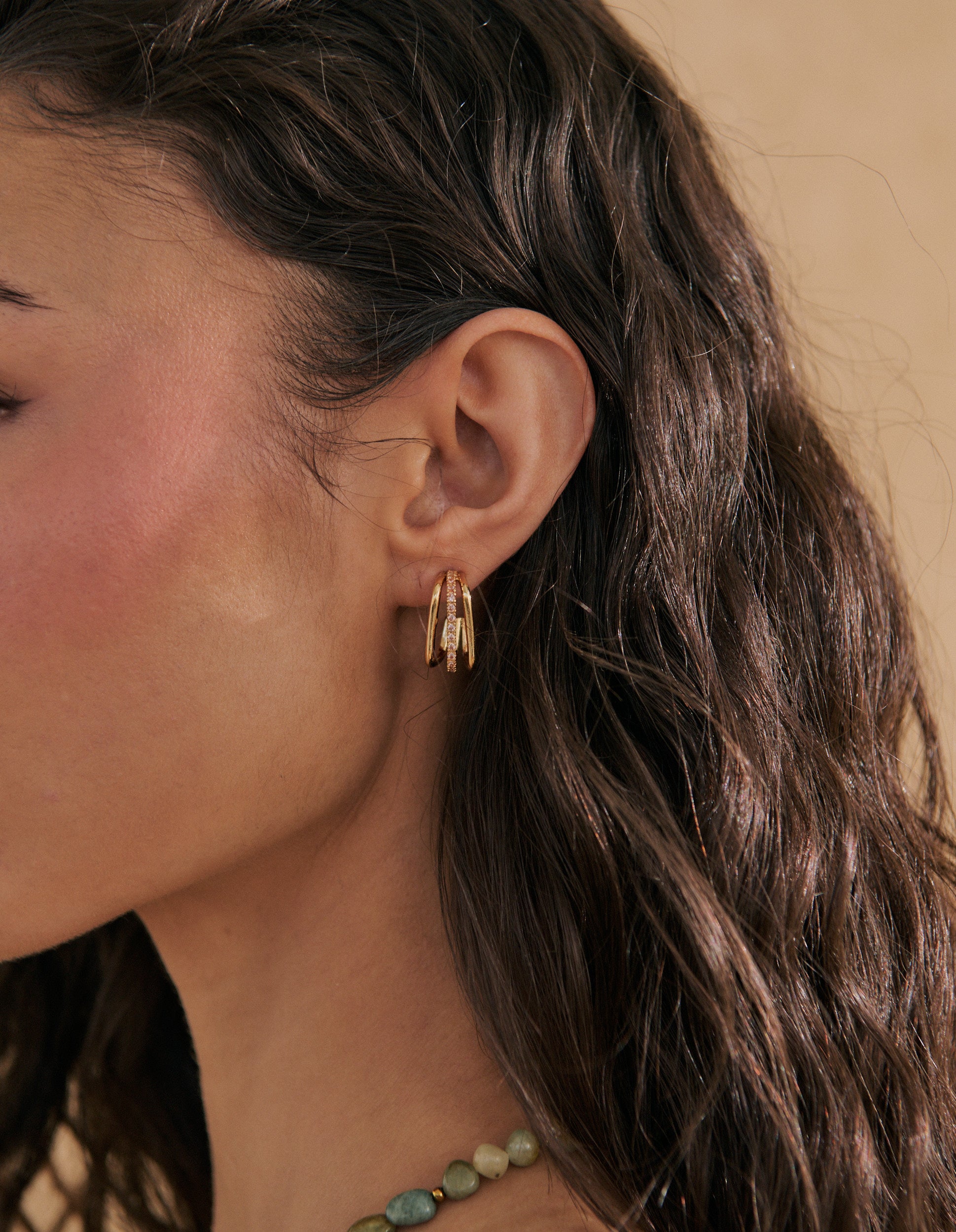 Ramona Triple Pavé Hoop Earrings